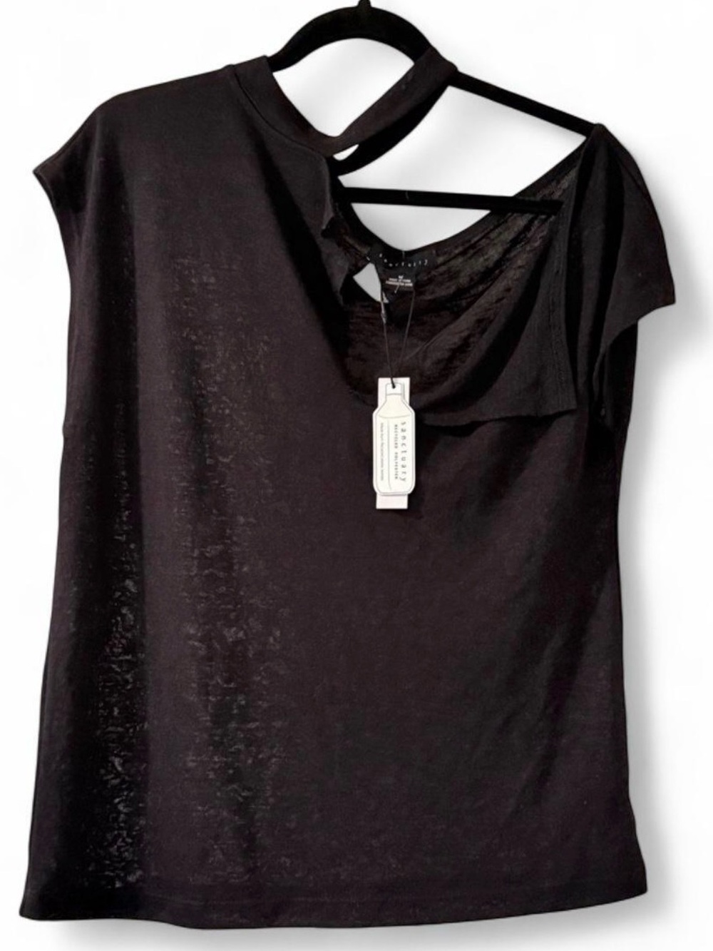 5/$25 Santuary Asymmetric Cutout Black Women's Top